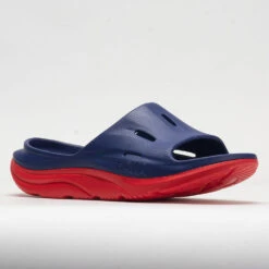 HOKA Ora Slide 3 Unisex Bellwether Blue/Red Alert -Wayfinder Shoe Shop 570614 5