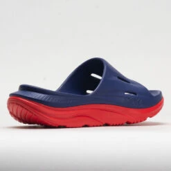 HOKA Ora Slide 3 Unisex Bellwether Blue/Red Alert -Wayfinder Shoe Shop 570614 6